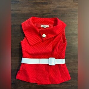 Red vest with white belt